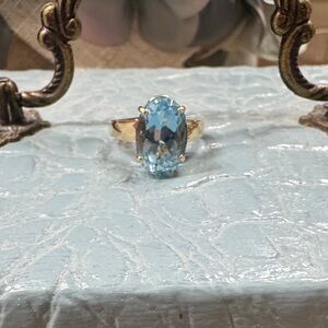 Elegant Sky blue Topaz Ring set in 14k gold